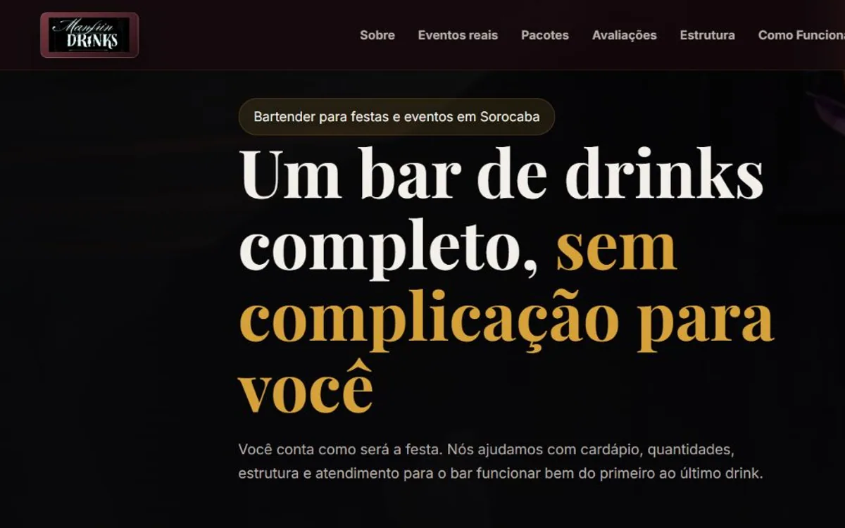 Página inicial da Manfrin Drinks